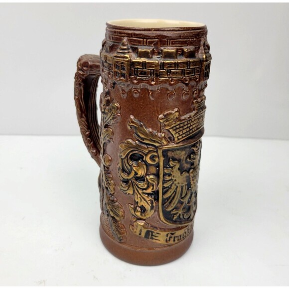 Vintage Original King German Beer Stein Ceramic Frankfurt Eagle No Lid 1000-W - Picture 3 of 12